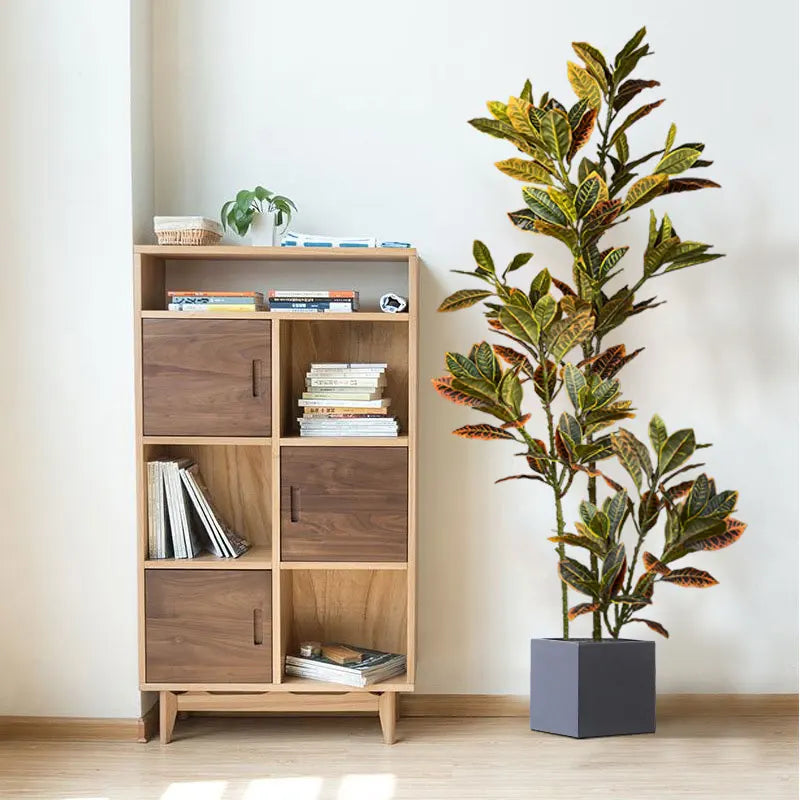 Large Artificial Ficus Tree with Tropical Rubber Plants and Plastic Codiaeum Leaves