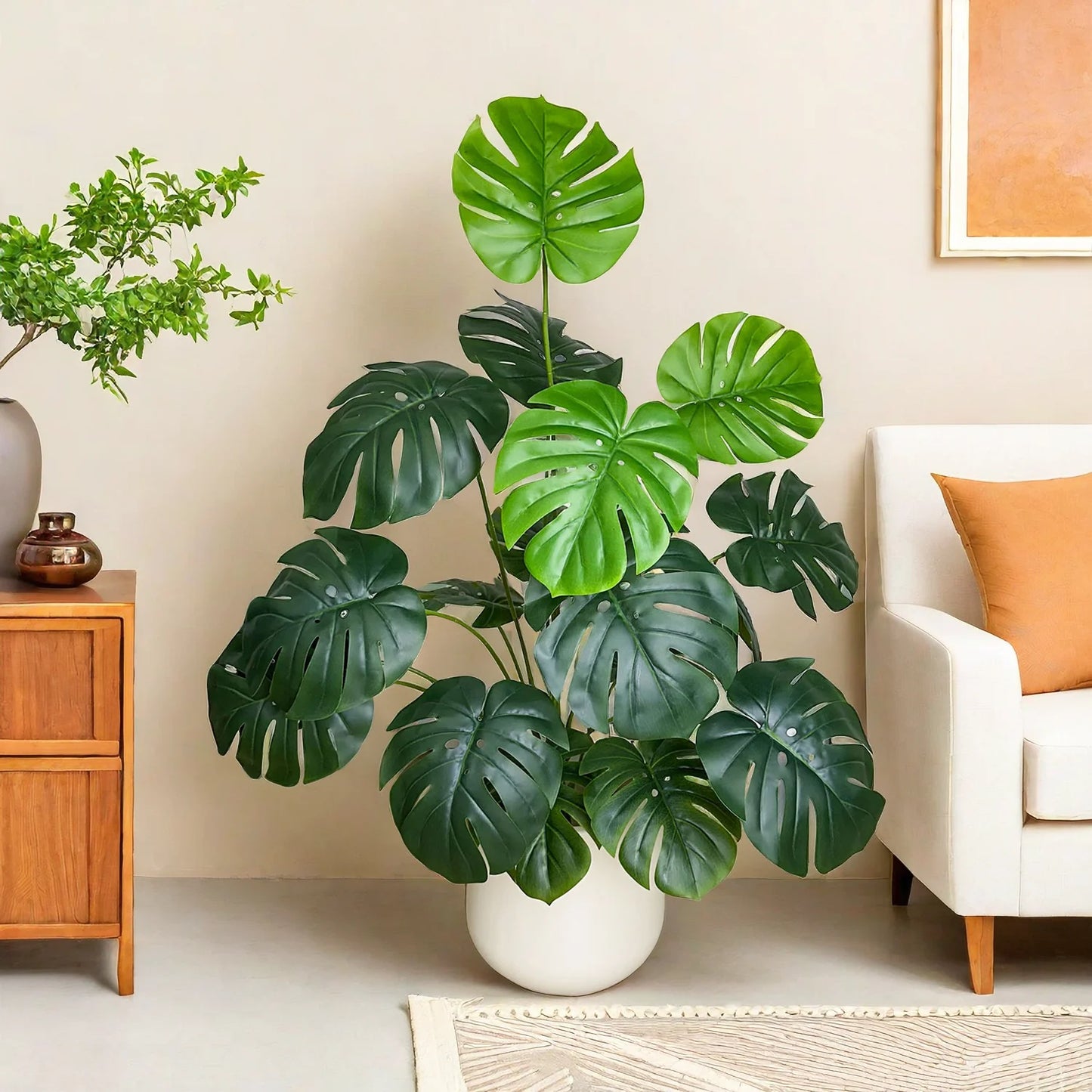 Artificial Monstera Plant - Potted Indoor Plant with Plastic Leaves