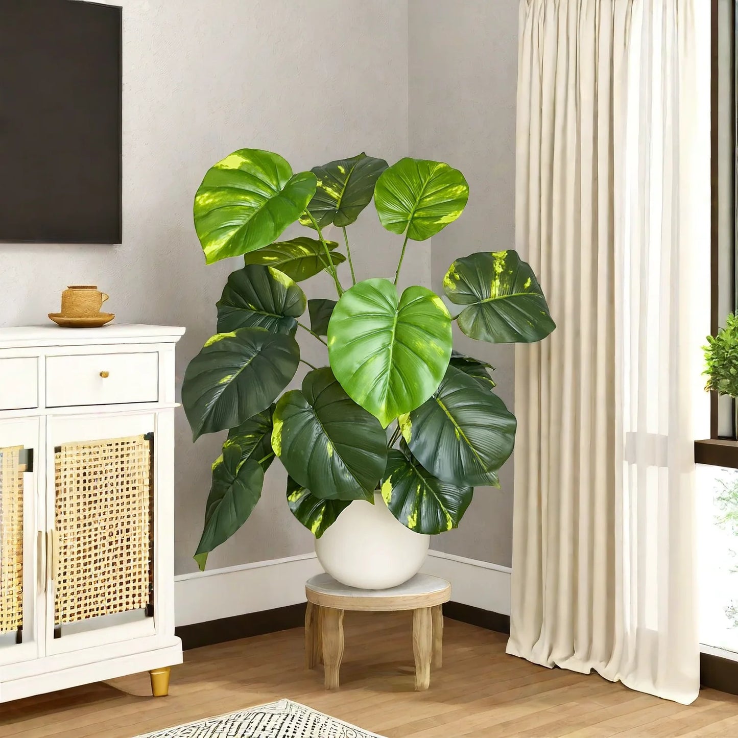 Artificial Monstera Plant - Potted Indoor Plant with Plastic Leaves